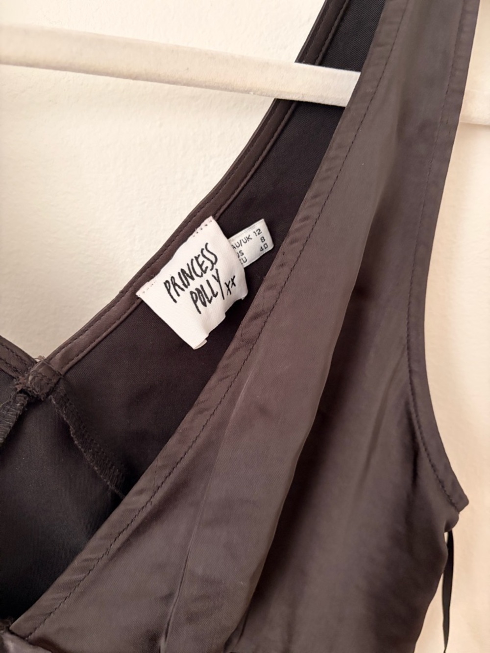 Princess Polly Black Satin V-Neck Tank